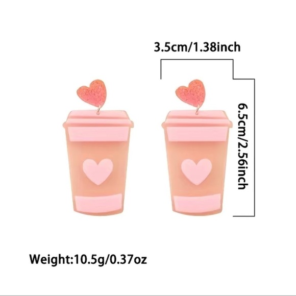 Sparkling Pink Coffee Milk Tea Cup Acrylic Studed Earrings - Picture 4 of 6